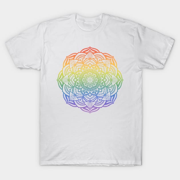 Rainbow Mandala T-Shirt by JustGottaDraw